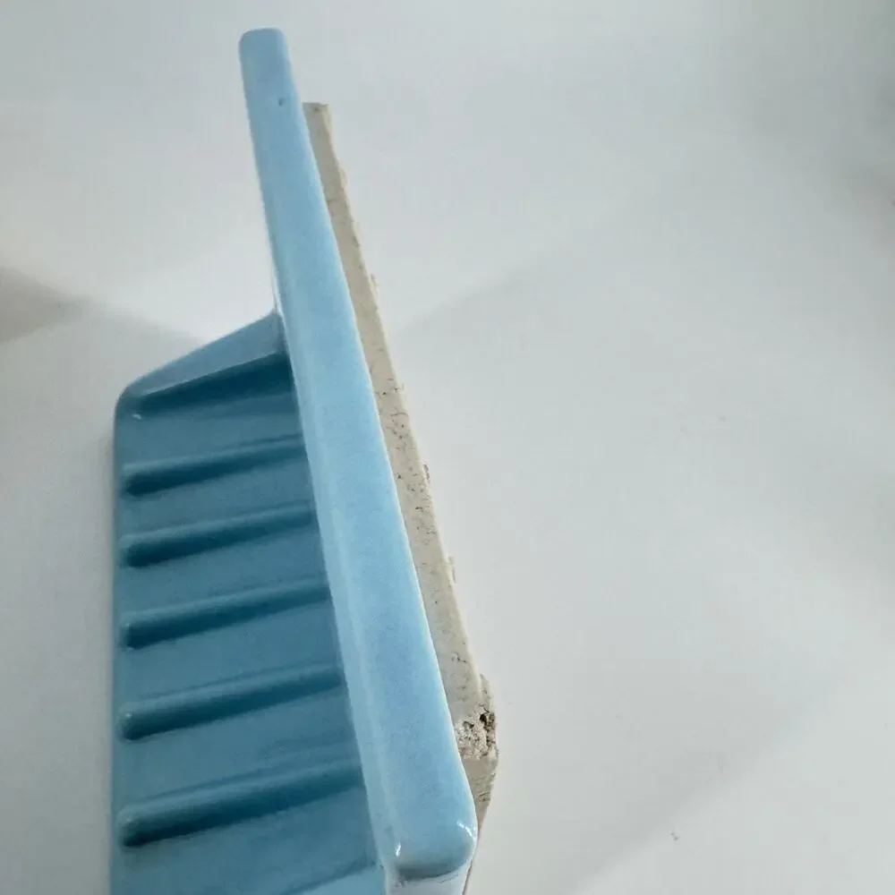 MCM Tile Soap Holder Shower Wall Mount Sky Blue Ceramic 70’s mid Century Vtg